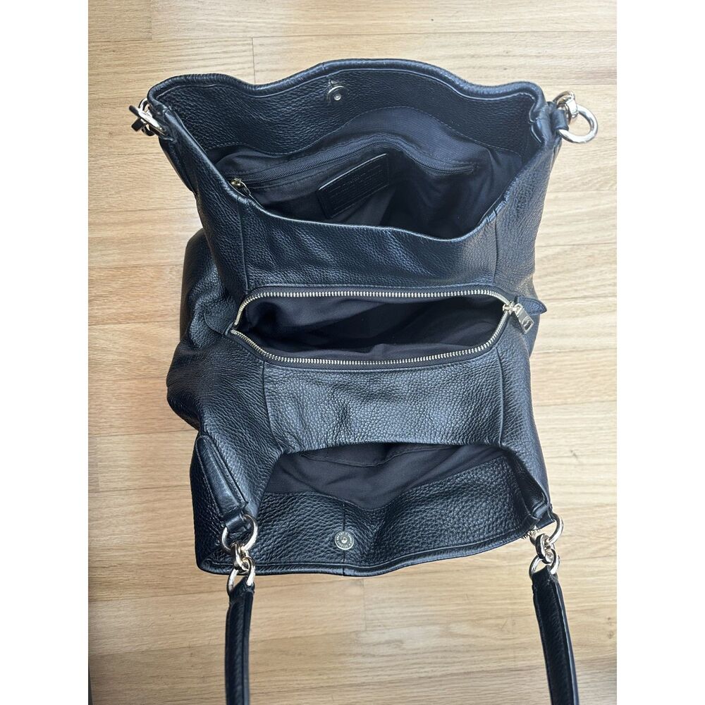 Coach Madison Phoebe Shoulder Bag Black Pebbled Leather Satchel Purse - Picture 3 of 15